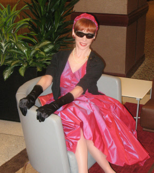 Laura Ainsworth in genuine '50s country club party
                dress